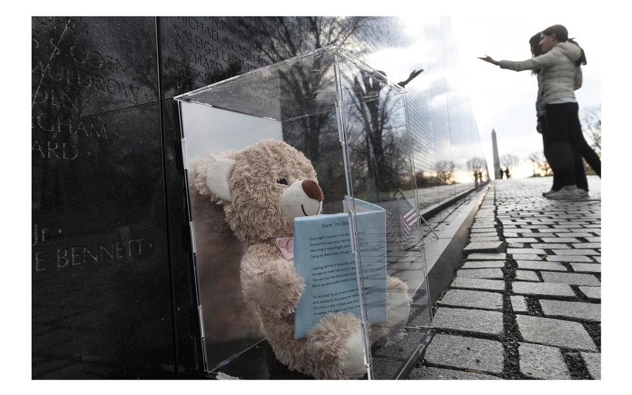 A tribute left at the Vietnam Veterans Memorial in Washington, D.C., March 29, 2024.