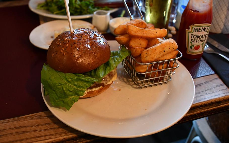 The Skippy burger, made from kangaroo meat, at the Red Lodge Steakhouse and Bar, which opened in 2013 in the village of Red Lodge, England. 