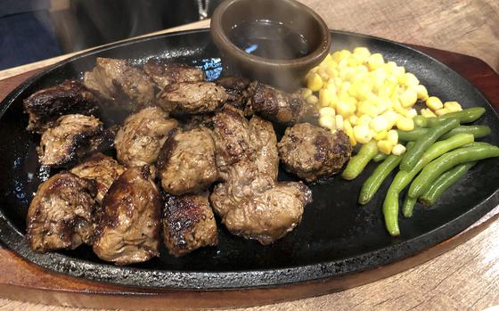 Diced prime rib and veggies from Steak Man near Yokota Air Base, Japan.