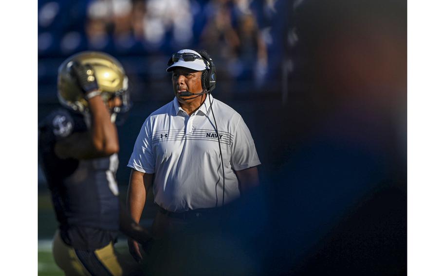 Navy head coach Ken Niumatalolo during the Midshipmen's game against Marshall at Navy-Marine Corps Memorial Stadium in Annapolis, Md., on Sept. 4, 2021. 