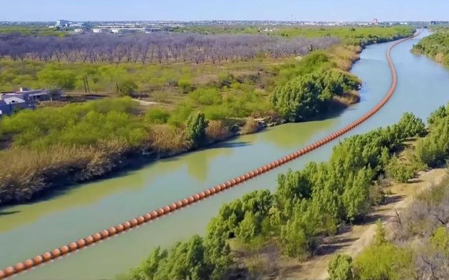 The Texas National Guard will build a buoy barrier later this month on the Rio Grande to deter migrants from crossing the river into Texas from Mexico. 