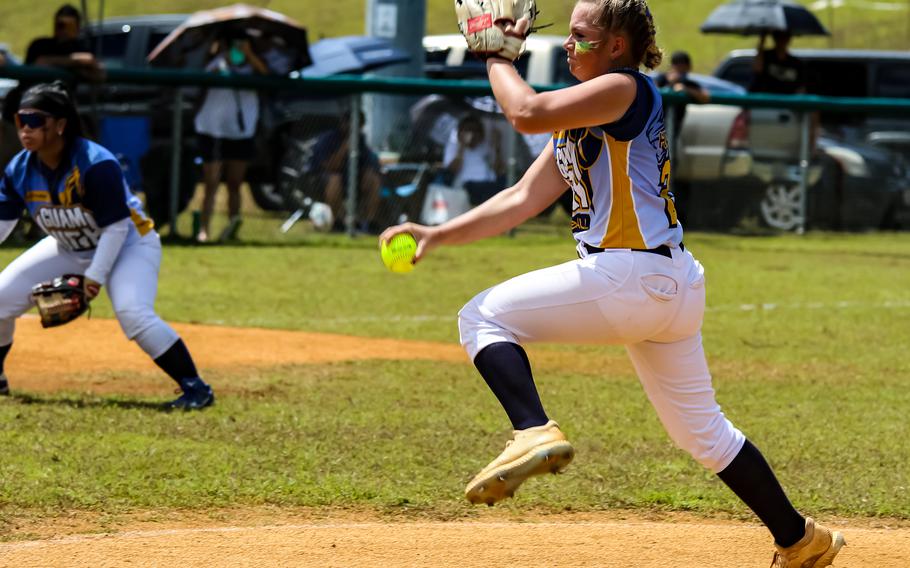 Sophomore right-hander and league MVP Brinnlyn Hardt gave up one hit and struck out nine in Saturday's island final.