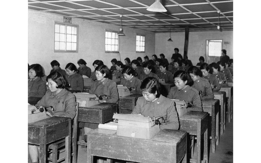 Clacking and ringing sounds fill the classroom as Republic of Korea Women’s Army Corps recruits hone their typing skills.