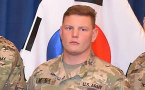 Staff Sgt. Austin Wecker, seen here as a corporal in Seoul, South Korea, in 2018. Wecker was sentenced April 29, 2024, to 36 years in prison following a court-martial in Kaiserslautern, Germany. He was found guilty of rape and sexually abusing three children, along with related crimes. 