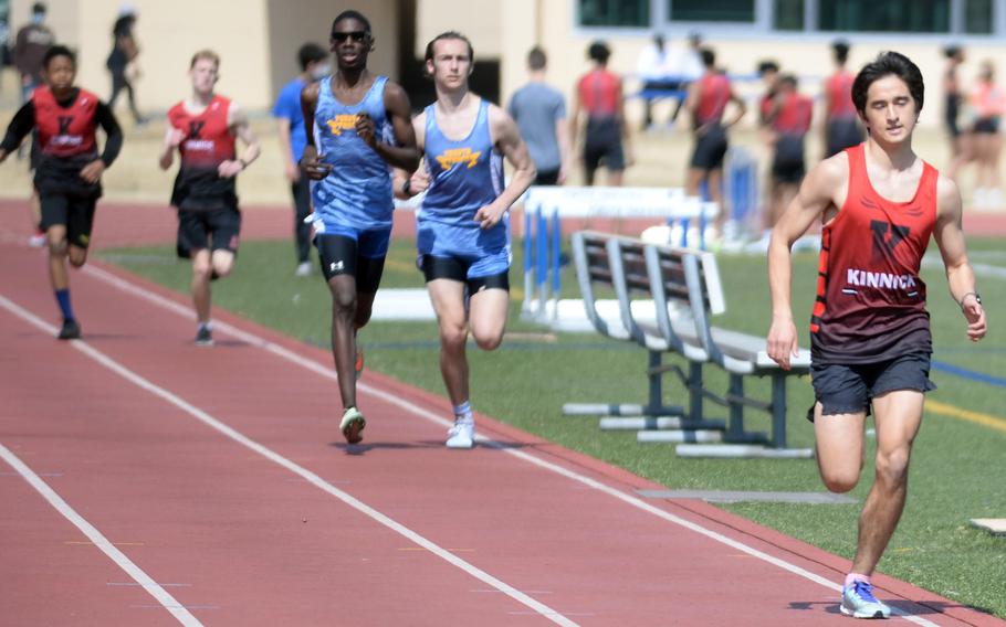 Reigning Far East cross country, 800, 1,600 and 3,200 champion Austin Shinzato cruised to victory in both the 1,600 and 3,200 during Saturday’s season-opening meet at Yokota.