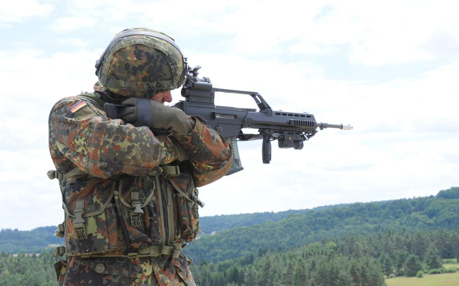 A German trains at the U.S. Army's Joint Multinational Readiness Center in Hohenfels, Germany, in 2012. In a recent Focus magazine poll, Germans expressed little to no confidence in their army’s ability to defend the country.