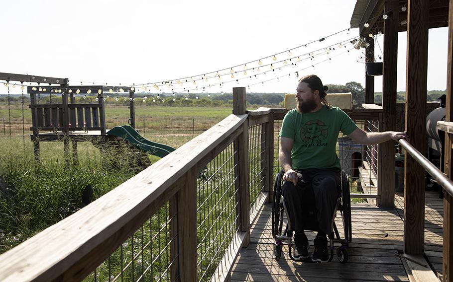Kris and Colbey Workman’s home was renovated after the shooting to accommodate his wheelchair, but Kris still struggles to fit into his 8-year-old daughter’s room to kiss her goodnight. 