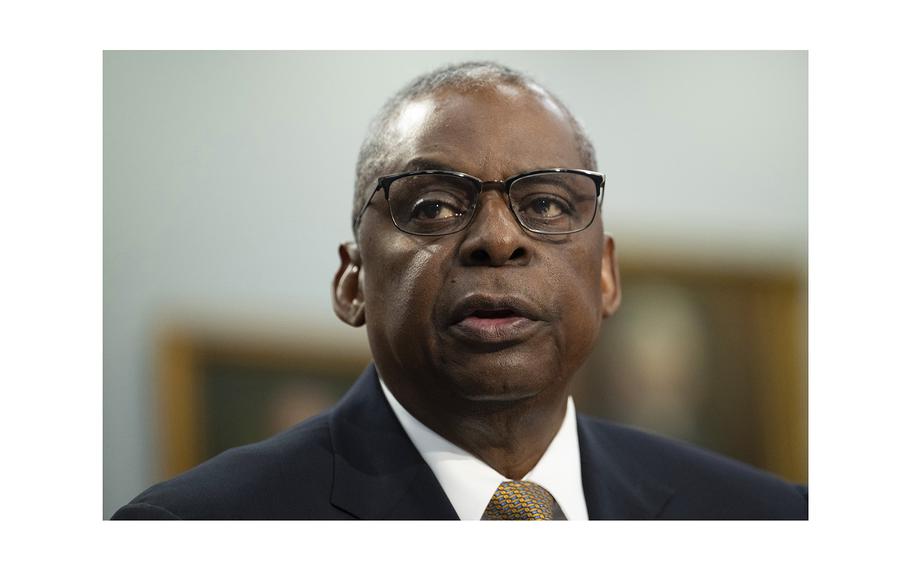 Secretary of Defense Lloyd Austin attends a House hearing on Capitol Hill, on Wednesday, April 17, 2024 in Washington.