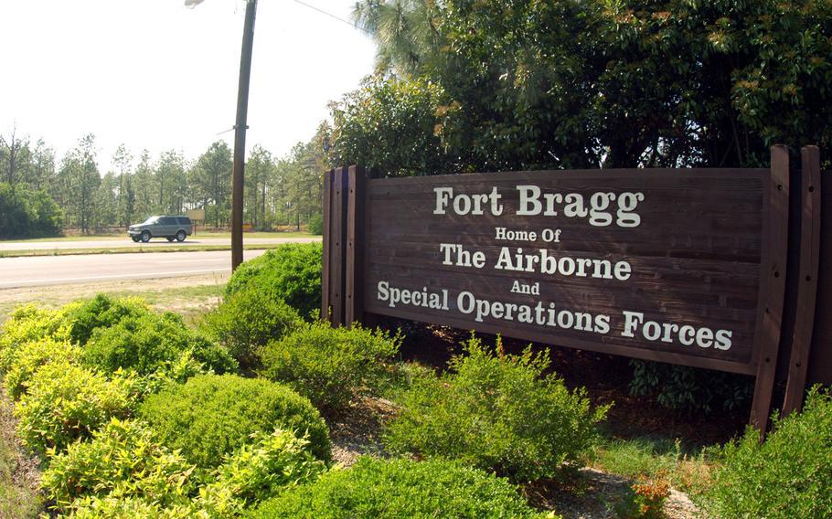 The entrance to Fort Bragg is shown in this undated file photo.