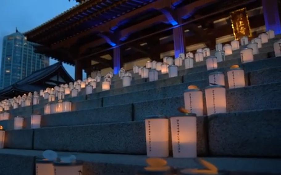 A visit to Zojoji, a Buddhist temple near Tokyo Tower, on Candle Night, June 21, 2023.