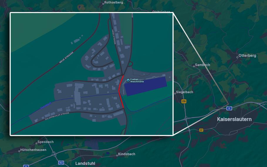 A map shows the location of a closed road.