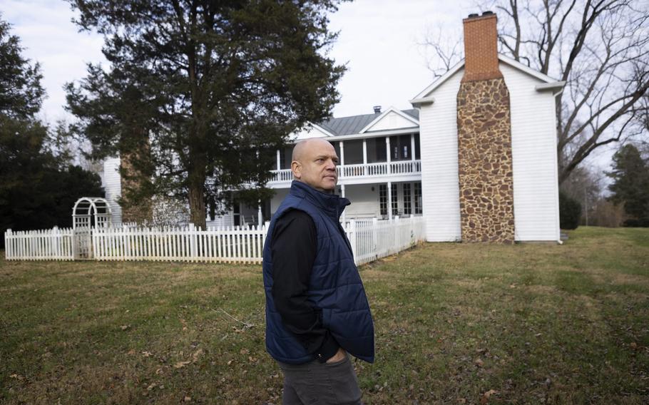 James French, a descendent of enslaved people, stands in front of his ancestral home in Orange County, Va. He is the head of the Montpelier Descendants Committee and a member of the Montpelier Foundation’s 16-person board. 