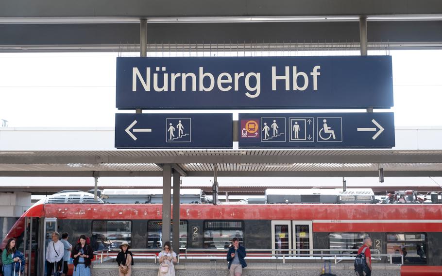 Nuremberg's main train station bustles with travelers May 29, 2023. On weekends, nightclubs in the area around the station fill up, bringing a heightened risk of crime, according to city officials.