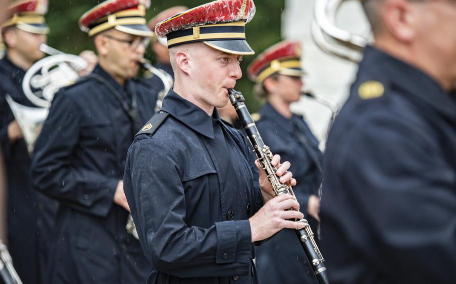 Members of the U.S. Army Band, "Pershing's Own" support an Army Full Honors Wreath-Laying at the Tomb of the Unknown Soldier in recognition of the U.S. Army’s Birthday, Arlington National Cemetery, Arlington, Va., June 14, 2022.