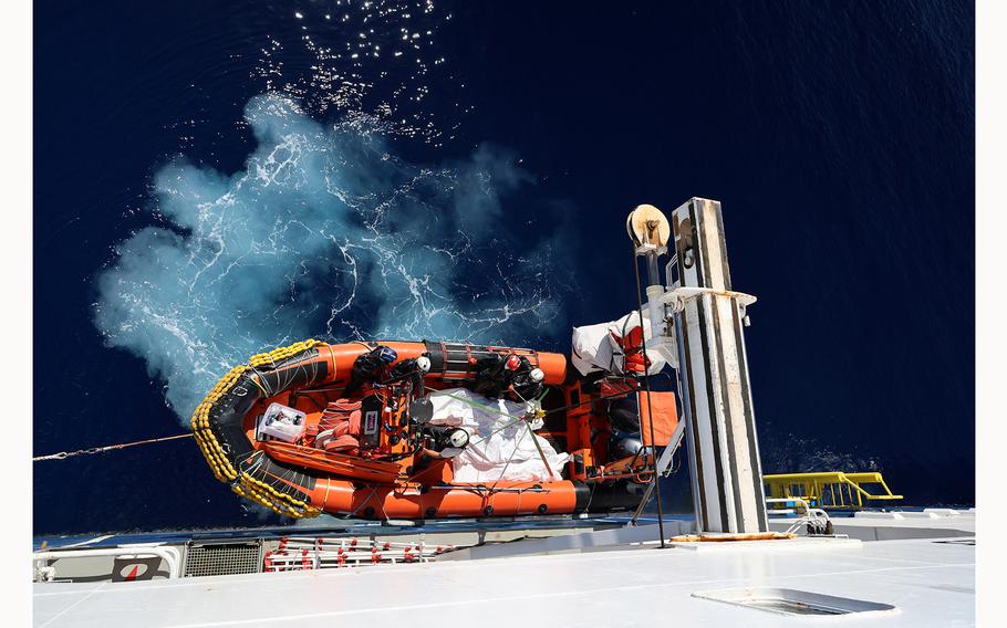 Medecins Sans Frontieres team members retrieve dead bodies from the Mediterranean Sea on June 7, 2024. 