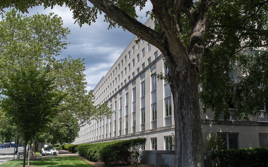 The State Department headquarters building as seen in Washington, D.C., on July 6, 2022. After the leaks of highly classified documents by a member of the Massachusetts National Guard, U.S. officials “are engaging with allies and partners at high levels over this including to reassure them of our commitment to safeguarding intelligence,” said State Department spokesman Vedant Patel.