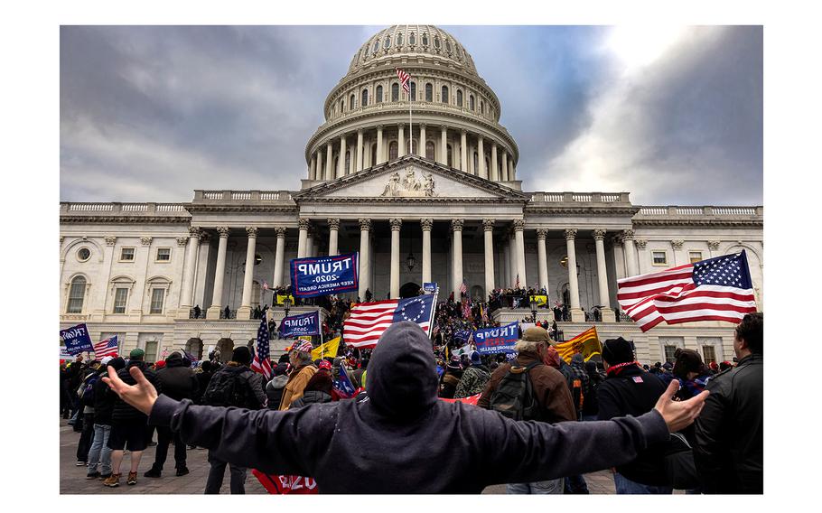 Protesters gather in front of the U.S. Capitol Building on Jan. 6, 2021, in Washington, D.C. 