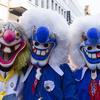 Costumed entertainers take to the streets during Fasnacht in Basel, Switzerland, in 2022.