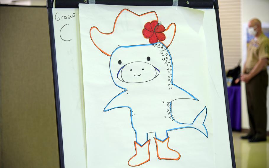 This mascot was created by American and Japanese students to represent the friendship between the United States and Japan, during a youth exchange event at Lester Middle School, Okinawa, Oct. 2, 2022. 