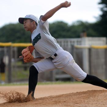 Kubasaki lefty freshman Luka Koja delivers against Kadena during Monday's DODEA-Okinawa baseball game. Koja struck out 13 batters but did not figure in the decision, as Kadena won by walk-off 6-5.