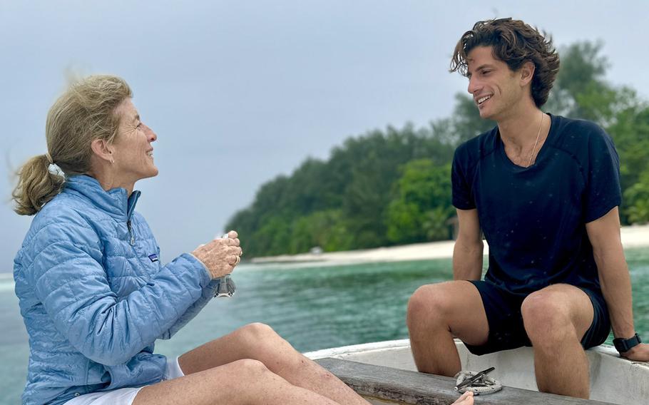 U.S. Ambassador to Australia Caroline Kennedy and her son, Jack Schlossberg, on Aug. 3, 2023, swam the route her father, President John F. Kennedy, covered as a naval officer in World War II.