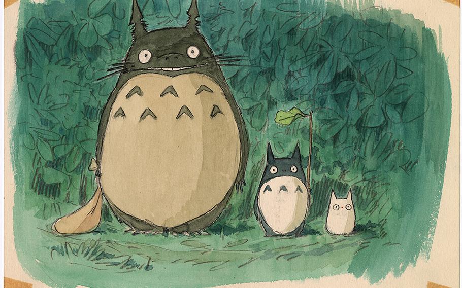 An imageboard from Hayao Miyazaki’s beloved 1988 film “My Neighbor Totoro.” The new museum’s inaugural temporary exhibit is a salute to the Japanese animation master. 