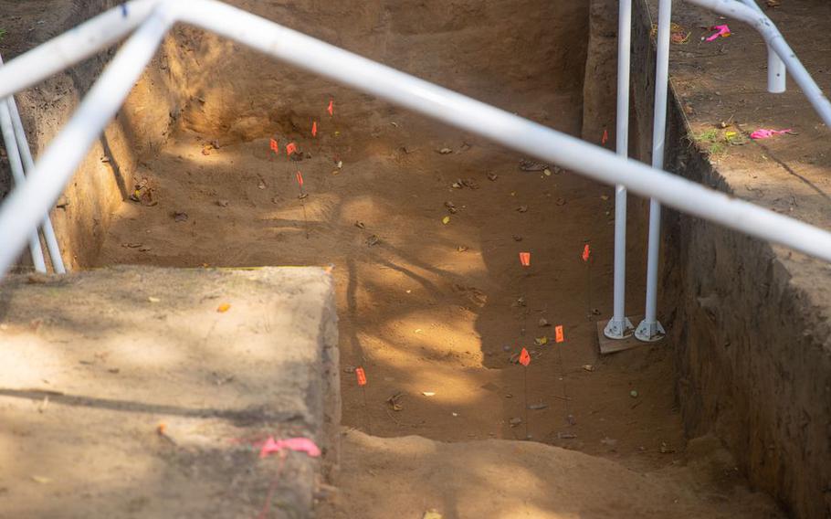 A Rowan University archaeological dig site in National Park, N.J., on Tuesday, Aug. 2, 2022.