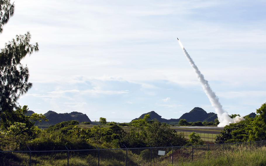 A missile is fired during an exercise.