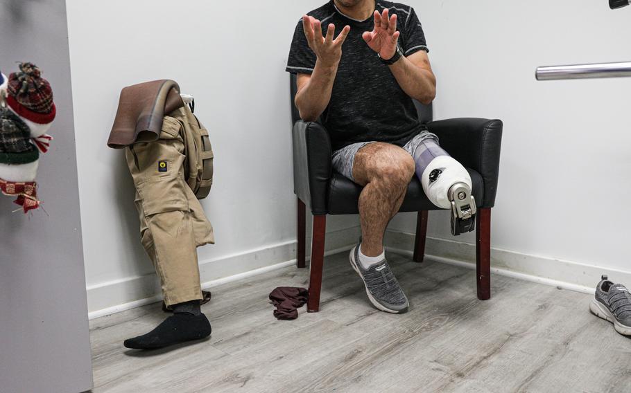 A former Zero Unit soldier during a rehabilitation session in Fairfax County, Va.