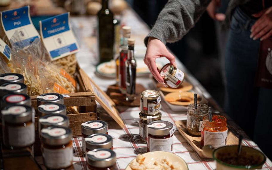 Wine and fine foods at the German market.