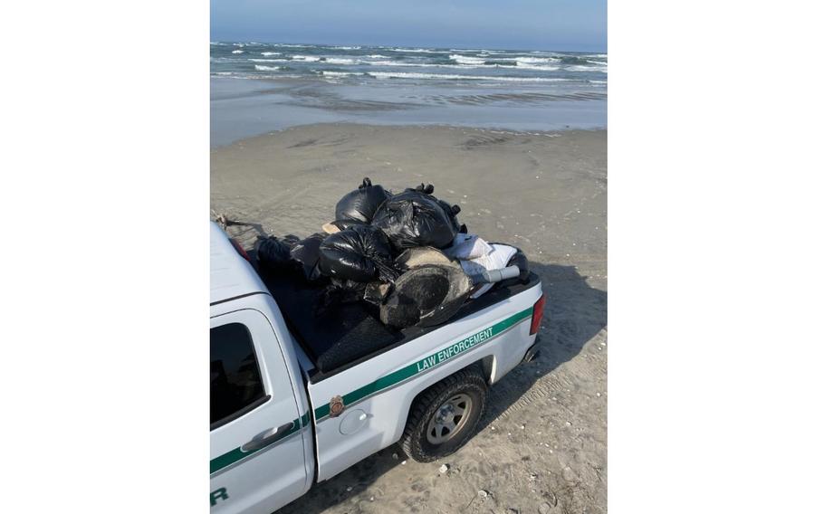 Debris, including plastic, metal, paper and textile fabric, started appearing Thursday and has been spotted from Nags Head south to the villages of Rodanthe, Waves and Salvo on Hatteras Island, the National Park Service said.