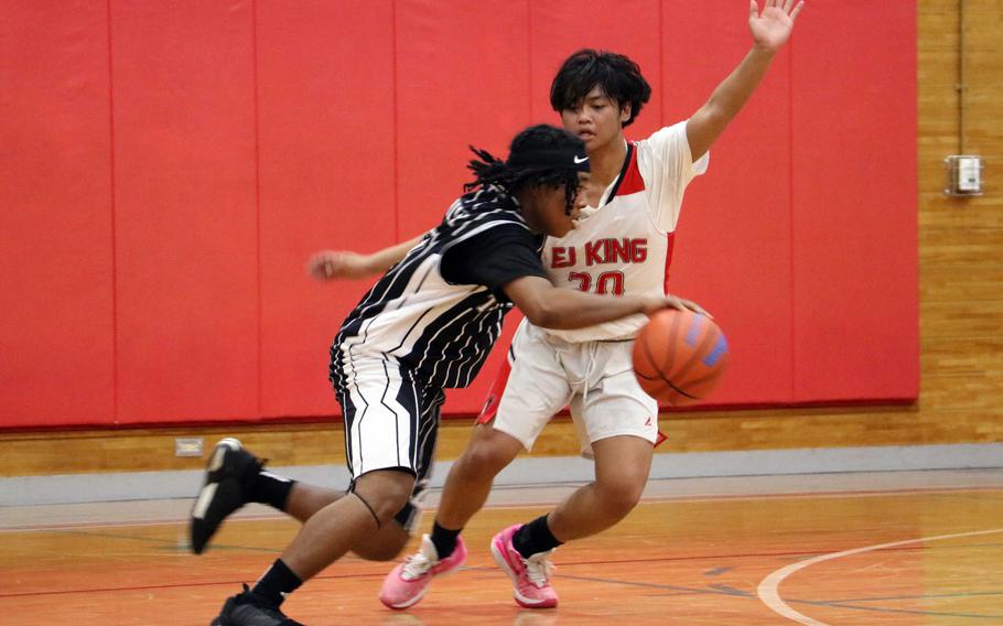 Casey Stewart drives toward the basket.