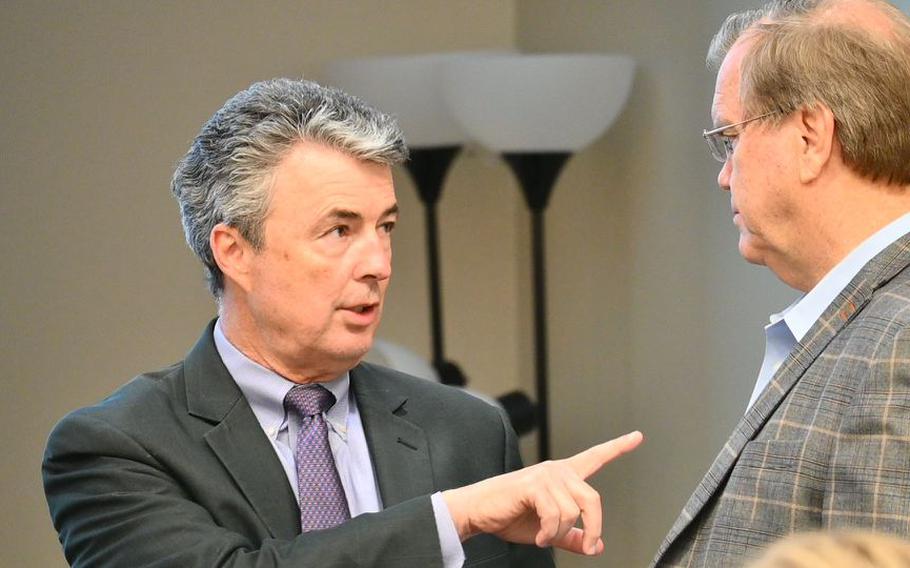 Alabama Attorney General Steve Marshall at a Turning Point USA event on Monday, April 10, 2023, at the Marx Library on the campus of the University of South Alabama in Mobile, Ala.