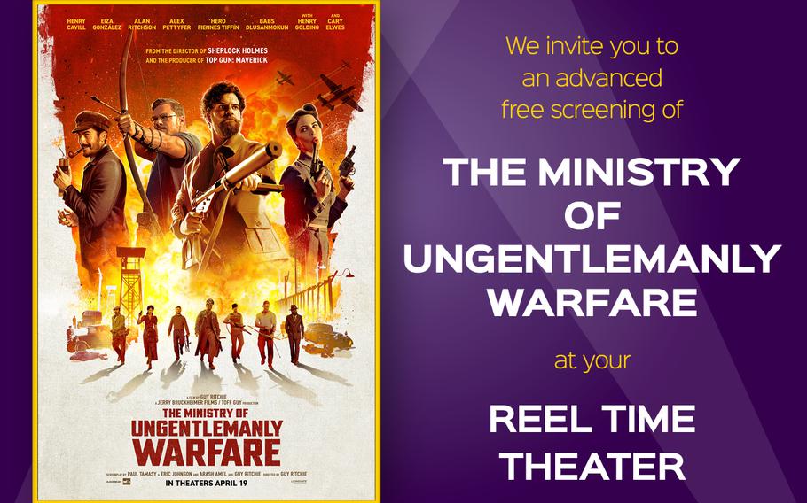 KMCC Reel Time Theater at Ramstein Air Base is hosting a complimentary advance screening of the yet-to-be-released film “Ministry of Ungentlemanly Warfare” on April 13. 