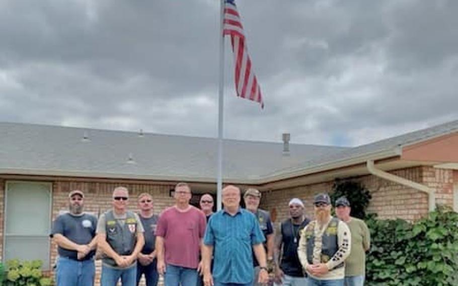 Three veterans received a flagpole installation at their homes from the local chapter of the Oklahoma nonprofit Flagpoles Honoring Our Veterans on Saturday, Aug. 21, 2021.