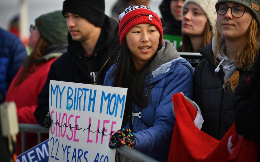 March for Life rally goers arrive Friday, Jan. 21, 2022, at the National Mall in Washington, D.C. 