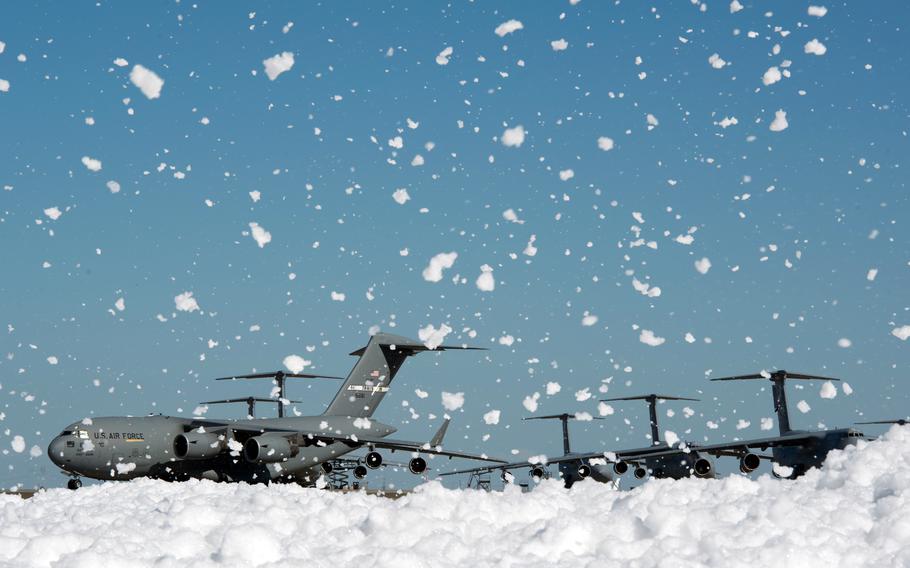 Firefighting foam is unintentionally released at Travis Air Force Base, Calif., Sept. 24, 2013. 