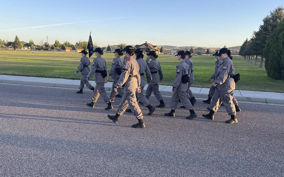 Cadets from the Wyoming Cowboy ChalleNGe Academy march as seen in this Sept. 5, 2022, posting.