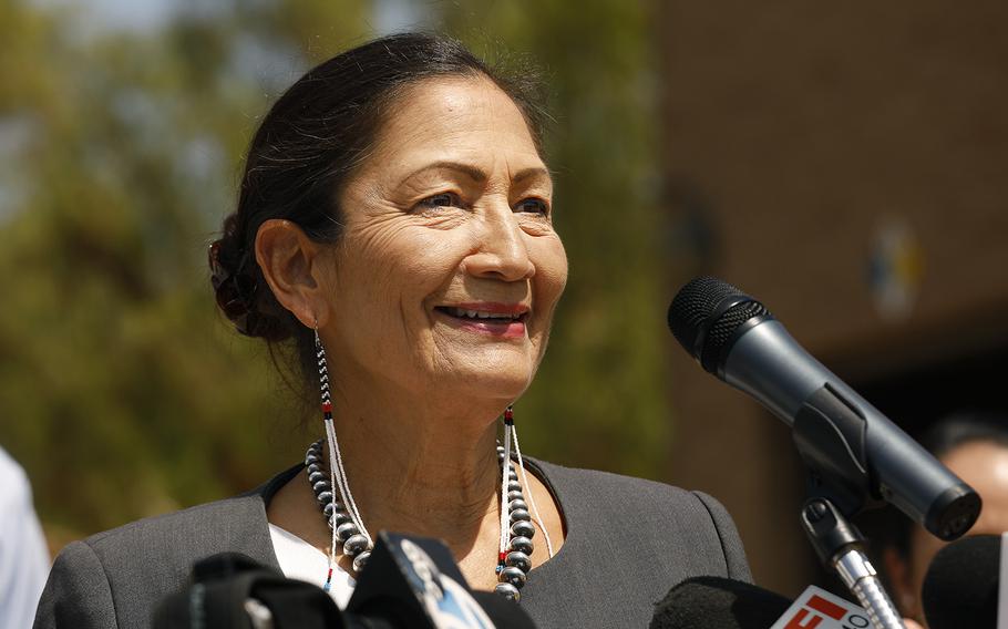 Secretary of the Interior Deb Haaland attends an event in Irvine, California, on Aug. 18, 2022.