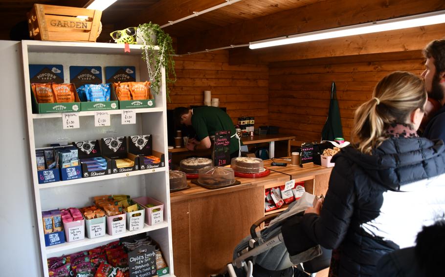 Visitors stand in line waiting for their drink orders at South Angle Farm Park cafe, Feb. 15, 2023. The cafe has cakes, sandwiches and light snacks. 