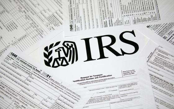 Internal Revenue Service 1040 Individual income tax forms for 2021 on April 12, 2022. 