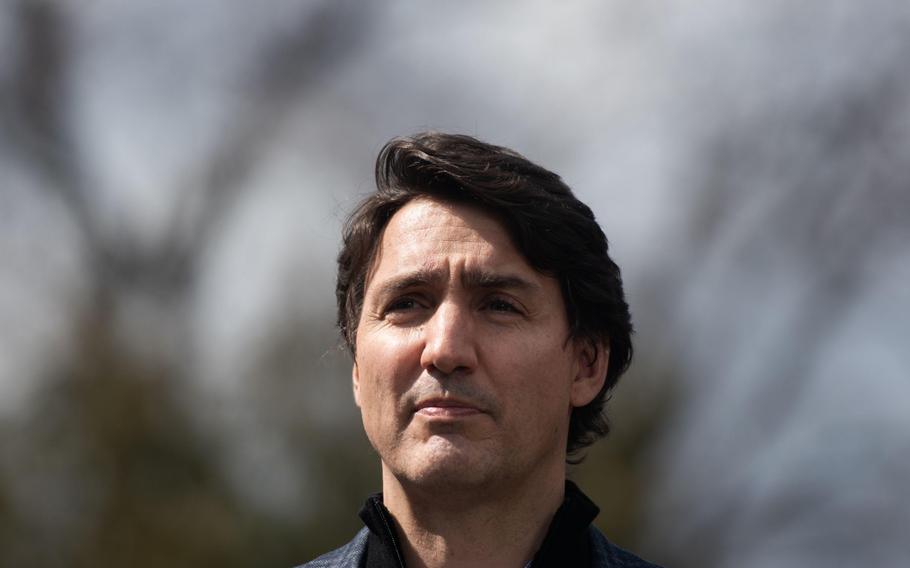 Justin Trudeau, Canada’s prime minister, during an event announcing Budget 2022 investments in housing in Hamilton, Ontario, on April 8, 2022. 