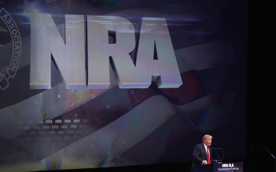 Donald Trump speaks at the National Rifle Association's NRA-ILA Leadership Forum during the NRA Convention at the Kentucky Exposition Center on May 20, 2016, in Louisville, Kentucky. 