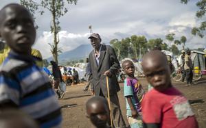  People displaced by the fighting between M23 rebels and FARDC government forces gather North of Goma, Democratic Republic of Congo, on Nov. 25, 2022.