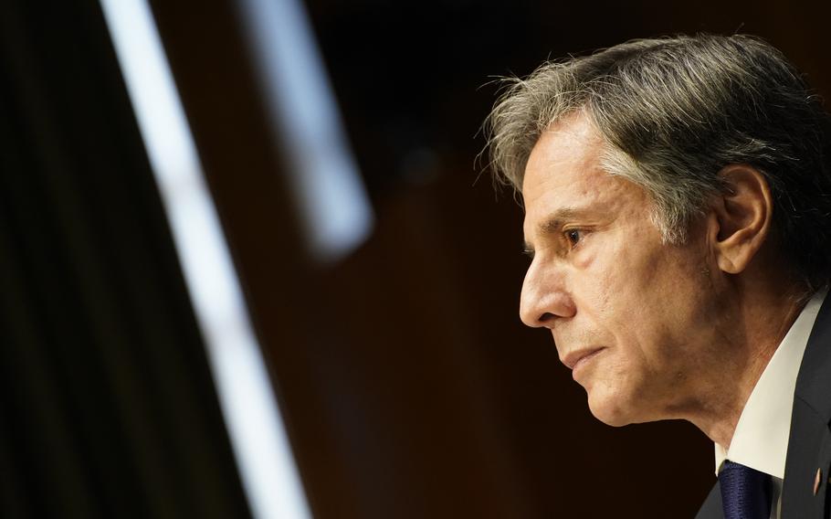 U.S. Secretary of State Antony Blinken listens during a Senate Foreign Relations Committee hearing, Tuesday, Sept. 14, 2021 on Capitol Hill in Washington, D.C. Blinken has asked that Taiwan have greater participation in the United Nations. China has sanctioned some Taiwan leaders in a retaliation move. 