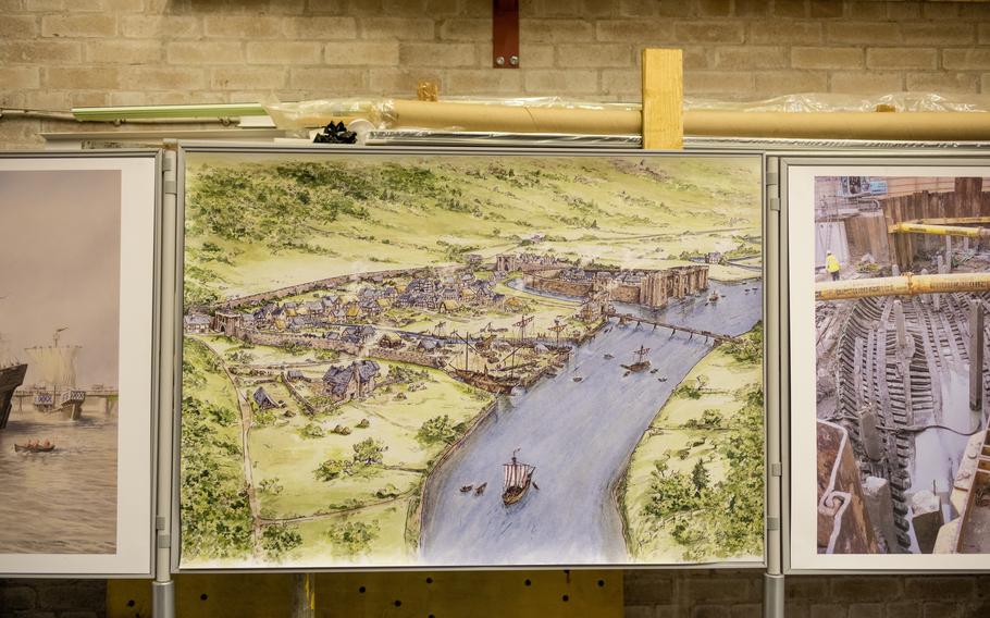 An artist’s impression of the River Usk in medieval times. 
