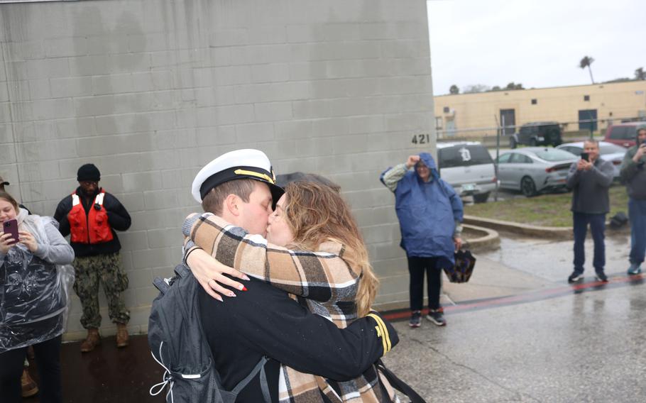 The USS Delbert D. Black and its crew returned to a warm reception from family and friends on the pier at Naval Station Mayport on Sunday, Feb. 18, 2024.