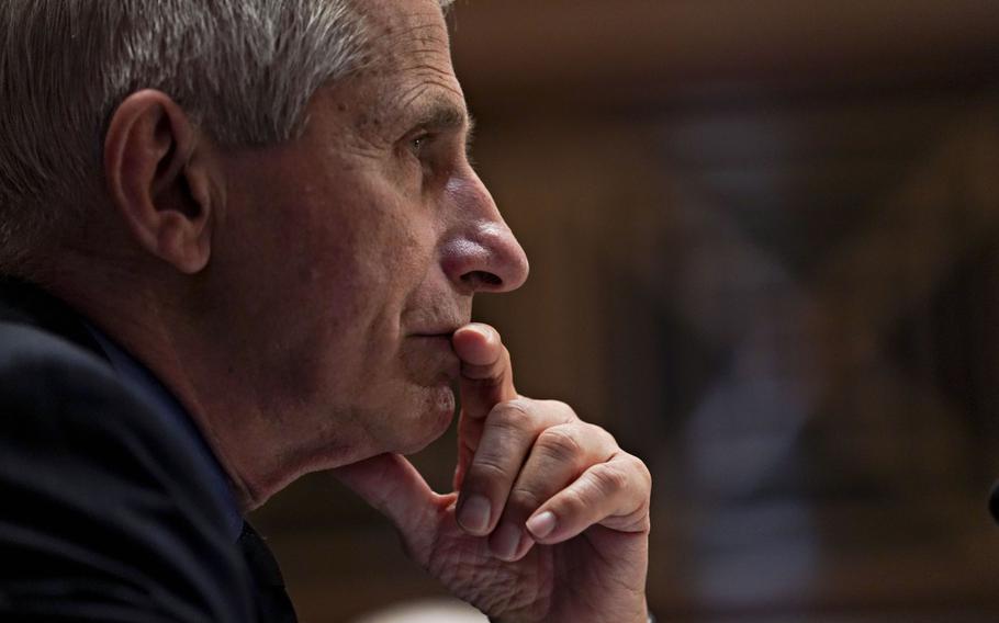 Anthony Fauci, director of the National Institute of Allergy and Infectious Diseases, during a Senate Appropriations Subcommittee hearing in Washington on May 26, 2021.