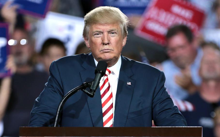 Donald Trump speaks at a campaign rally at the Prescott Valley Event Center in Prescott Valley, Arizona, on Oct. 4, 2016.