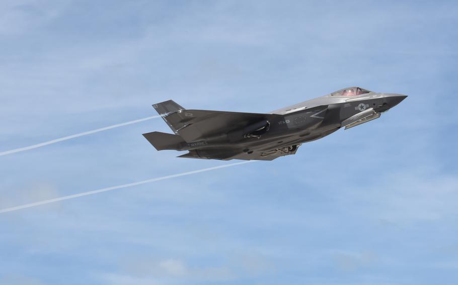 An F-35C Lightning II Joint Strike Fighter takes off at Naval Air Station Key West, Fla., in 2016.